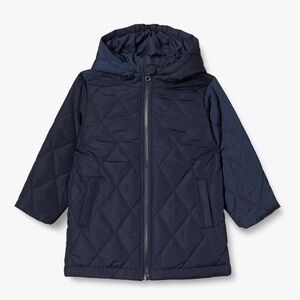 Amazon Essentials Kids Unisex Large (9years) Navy Hooded Long Quilted Jacket NWT